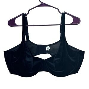 Lane Bryant Cacique Intimates Black Velvet Underwire Bra 46D 1501 BLK Coquette